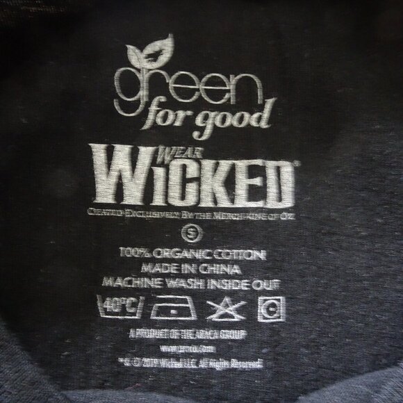 WICKED THE MUSICAL BLACK SHORT SLEEVE OFFICIAL TSHIRT ORGANIC SMALL - Picture 3 of 4